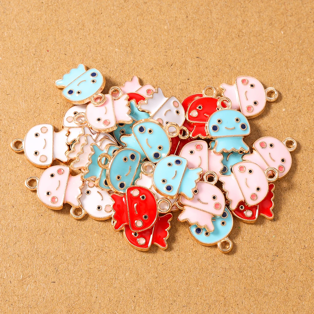 10pcs Lovely Enamel Octopus Charms Pendants for Jewelry Making Necklace Earrings Bracelet DIY Handmade Accessories Supplies