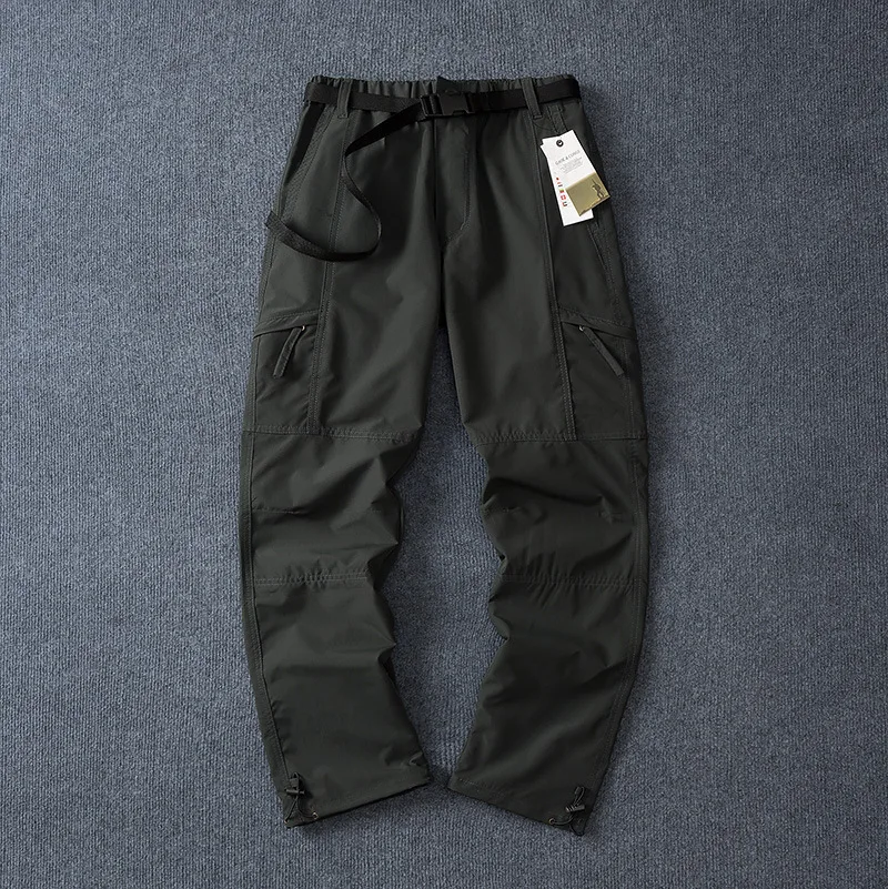 Men's Waterproof Windproof Cargo Pants Plus Size Multi-Pocket Straight Leg Trousers Elastic Waist Casual Outdoor Pants for Men