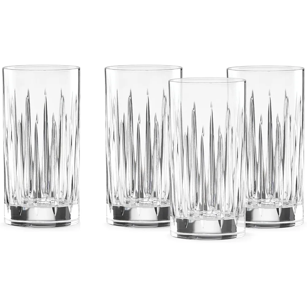 5.90 LB Whiskey Glass Crystal 4Pc Iced Beverage Glass Set Clear Drinkware Glassware Cup Cups Wine Kitchen Dining Bar Home