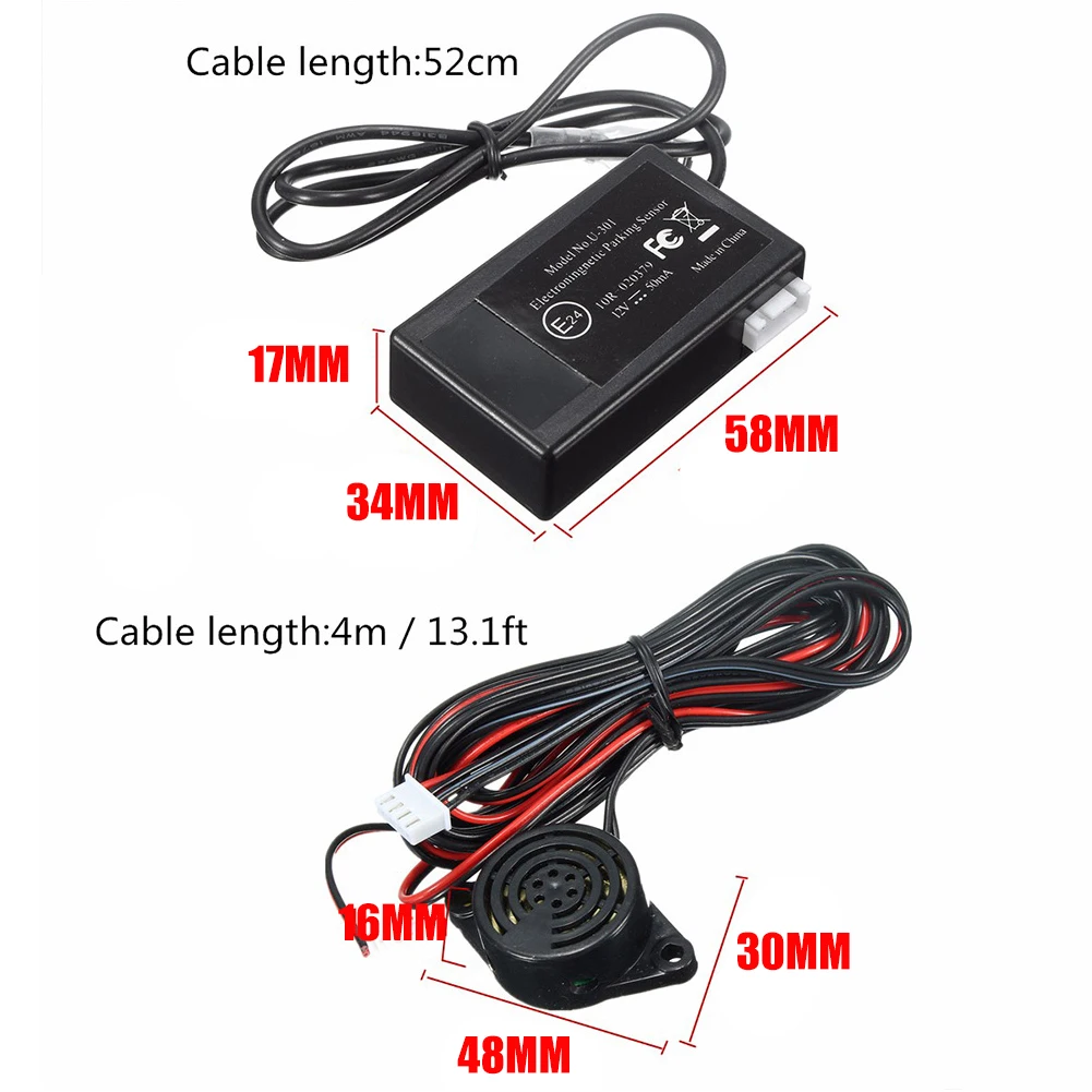 12V 자동차 전자기 주차 센서 키트, 범용 부저, 역방향 백업 경보 지원, 레이더 사운드 표시기 프로브 시스템