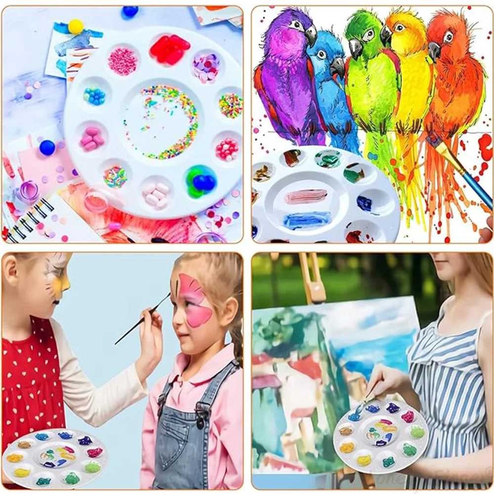 لوحات طلاء بلاستيكية مكونة من 12 قطعة لوحة طلاء صينية لوازم فنية لوحة طلاء للغواش وطلاء الأكريليك والألوان المائية