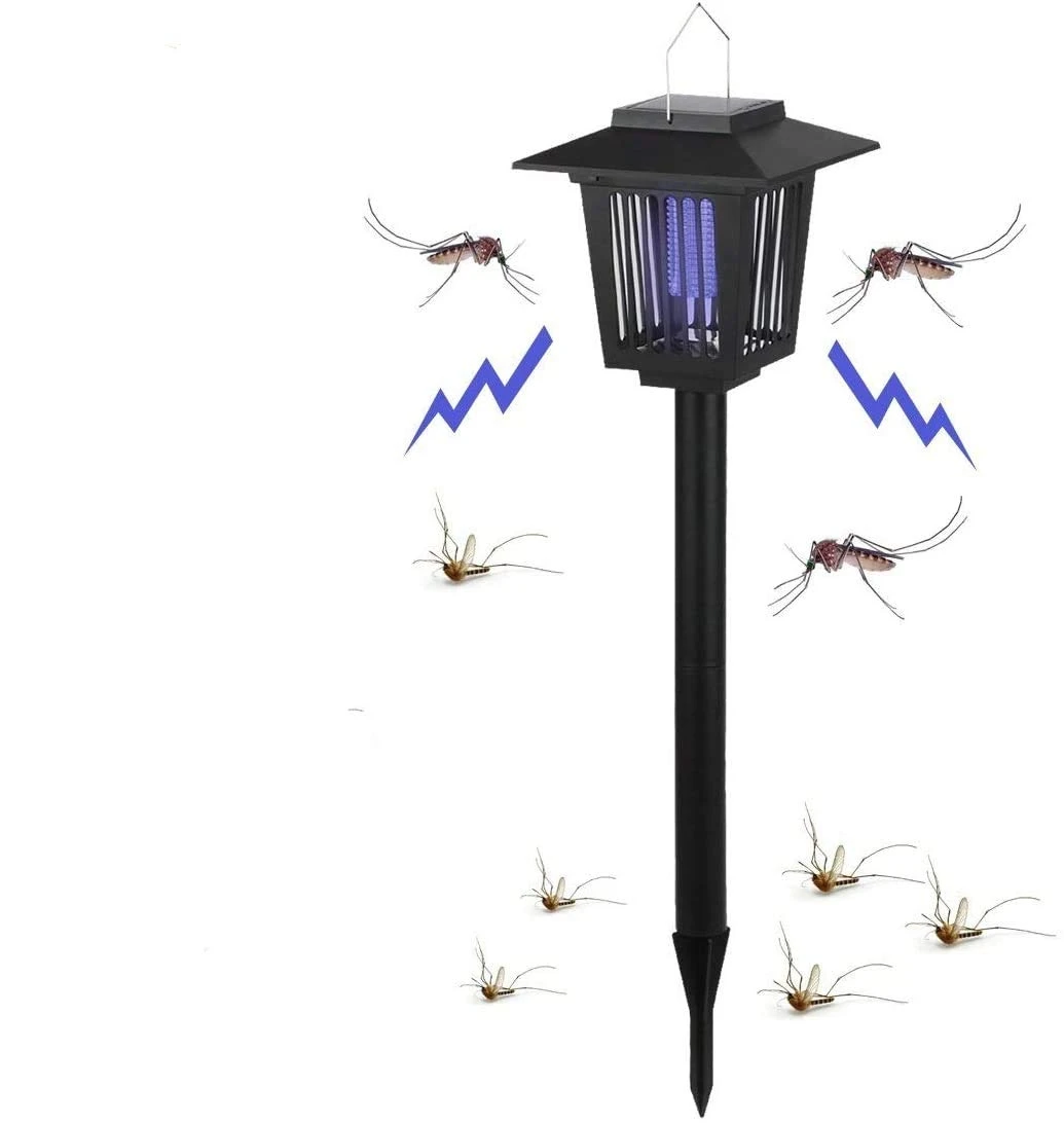 1 Pcs Solar Bug Zapper Outdoor Indoor Waterproof Mosquito Killer Lamp with White and UV Light Portable Cordless Mosquito Insect