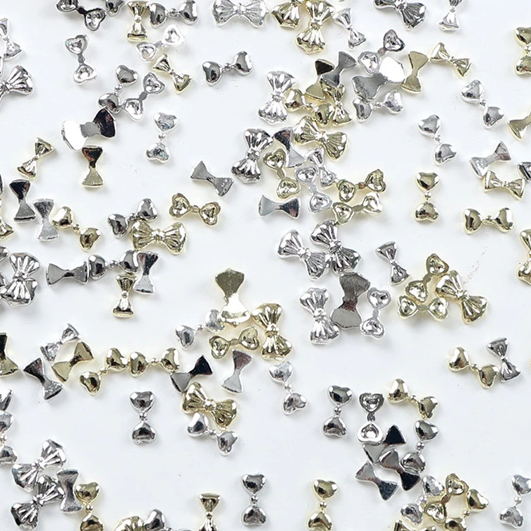 

20PCS Mini 3D Silver Gold Metal Bow Tie Nail Art Charms Accessories Parts For Nails Decoration Manicure Decor Supplies Material