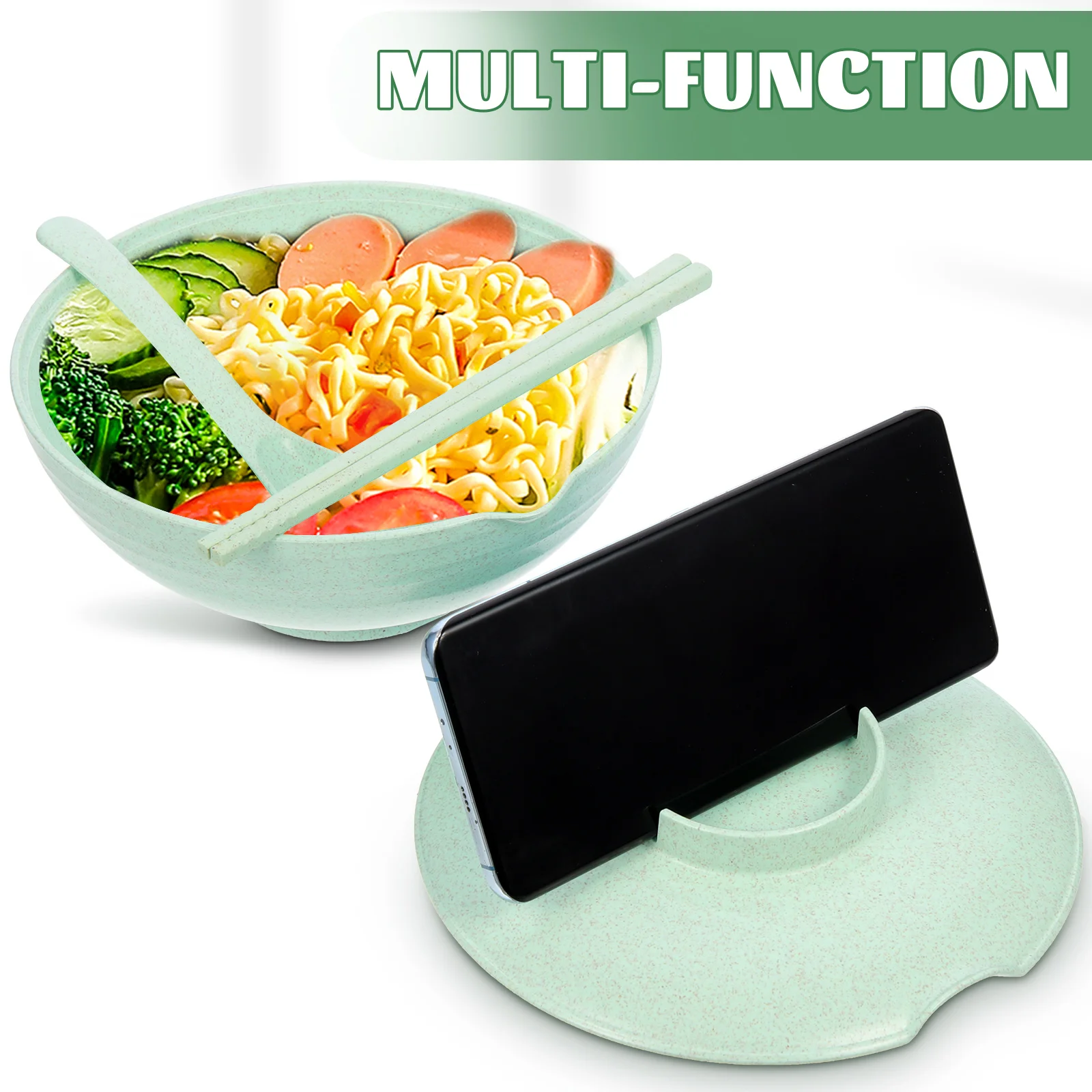 Cuenco para Ramen, cuencos para fideos, tapas para microondas, seguro, fibra de trigo, Material PP, resistente al calor, contenedores para servir sopa y Pasta, barra de cocina