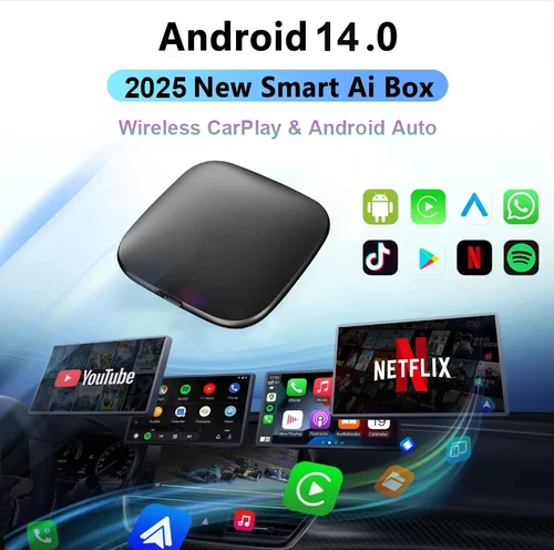 Imagen 2 del producto 2025 Android 14 3 en 1 CarPlay Smart Box Adaptador inalámbrico para automóvil Android compatible con YouTube, Netflix Plug-and-Play