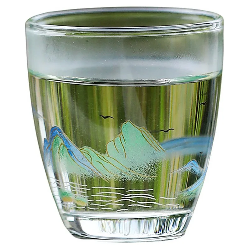 CX thousands of miles of rivers and mountains, transparent glass tea cup, high borosilicate glass tea cup