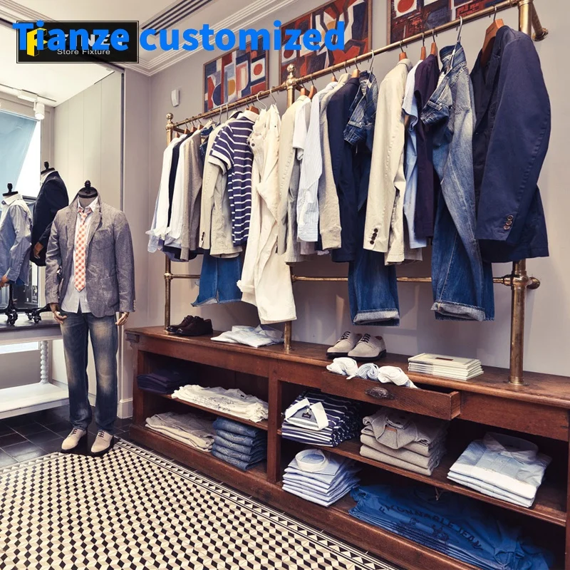 

（customized）Customized Men's Clothes Store Interior Layout Design Decoration Factory Manufacture Hot Sale Men's Clothes Display