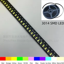 Smd 3014 levou diodo emissor de luz, vermelho, amarelo, verde, branco, azul, amarelo dourado, rosa, azul gelo, 100 pcs/lot