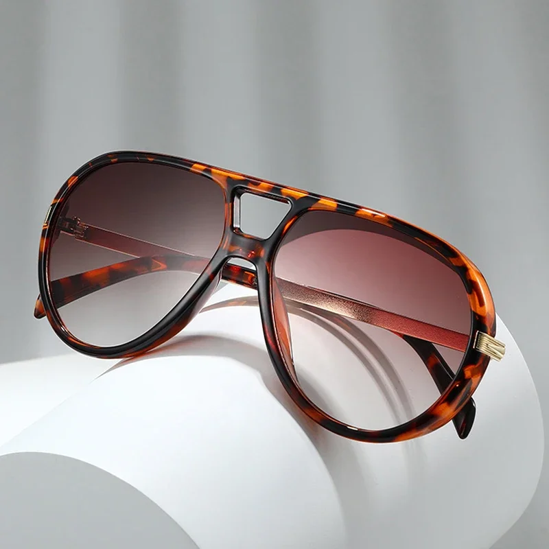 JNPCXI Neue Modische Piloten-Sonnenbrille mit Doppelsteg für Damen, Grüne Verlaufsgläser, UV400 – Detail 1