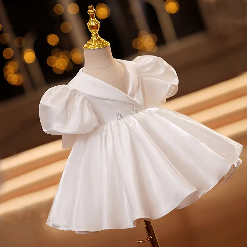 

Bow Newborn Baby Girls Birthday Outfits Toddler Infant Girls Wedding Costume White Baby Girl Clothes Birthday Party Tutu Dress