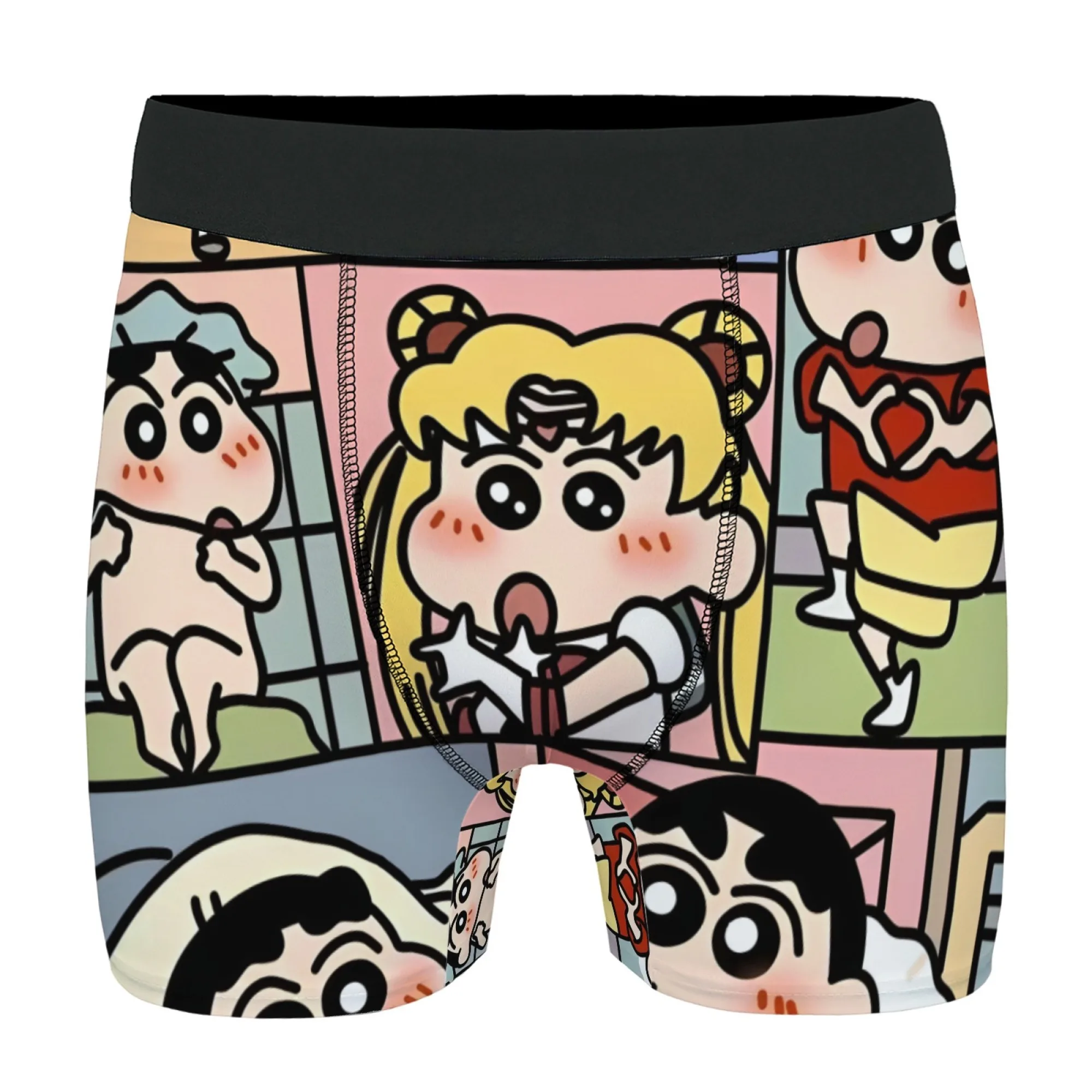 

Новинка, мужское нижнее белье в стиле ретро Crayon Shin-chan с повседневным принтом в стиле комиксов, удобные дышащие мужские шорты-боксеры в подарок
