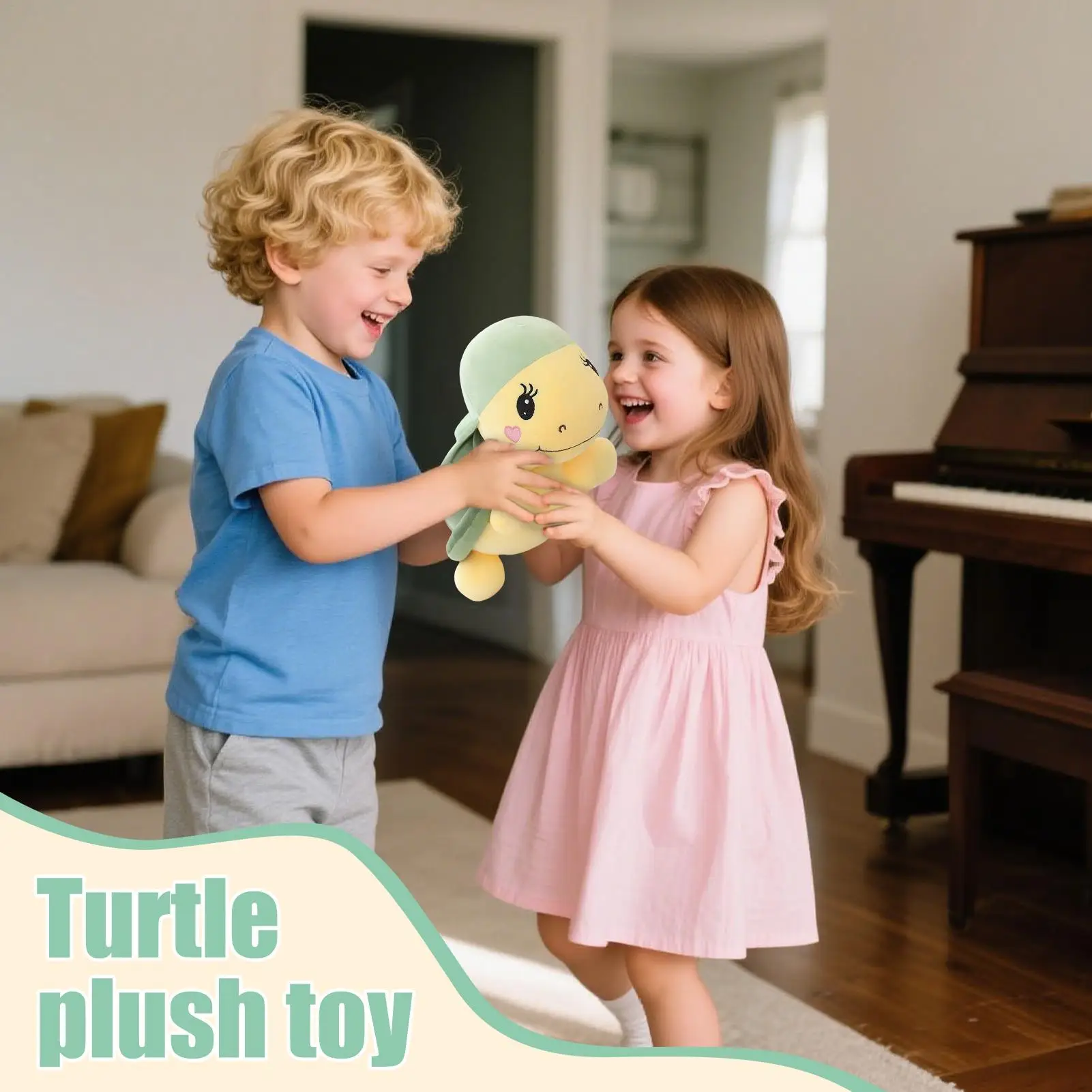 Stuffed Turtle Plush Toy Cute Sensory Fidget Stuffed Turtle Animals Soft Doll Companion with Decorative Design for Car Home