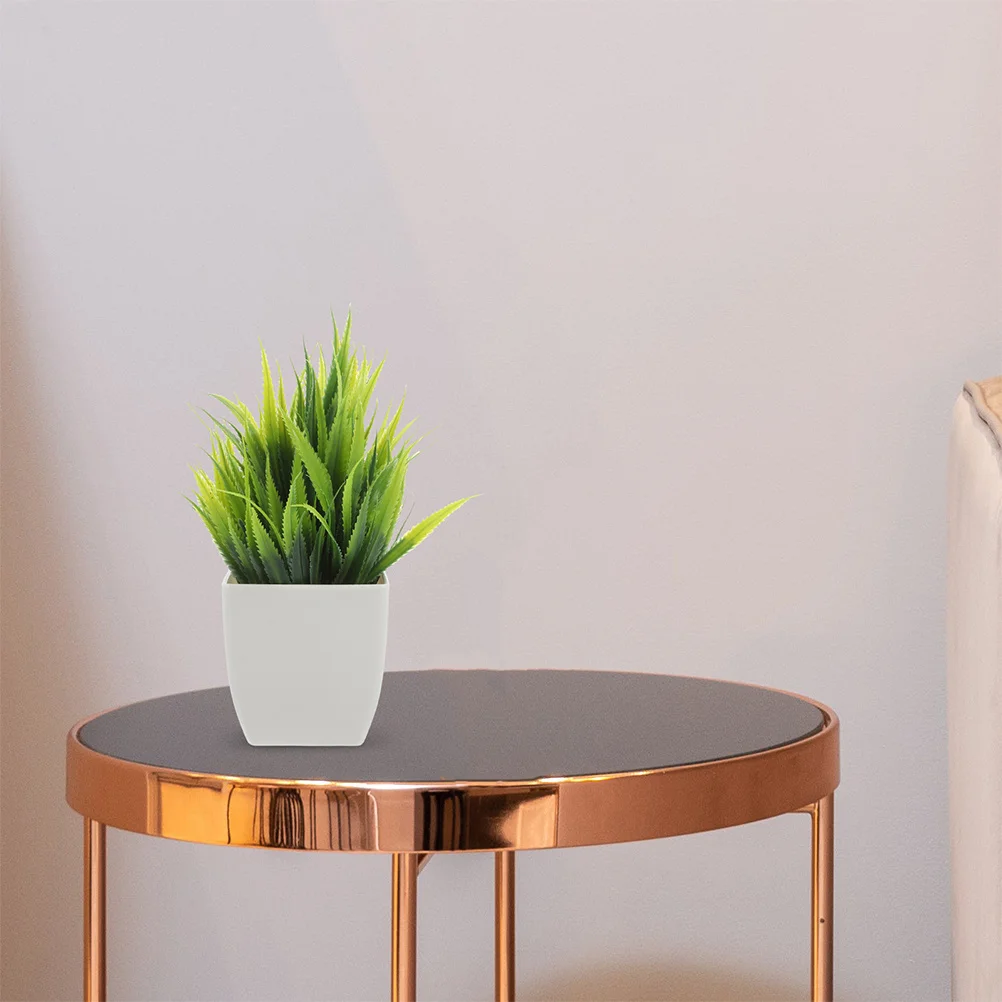 

2Pcs Small Artificial Aloe Leaf Bonsai Realistic Faux Plants for Home Office Decor Indoor Low Maintenance Desktop Greenery