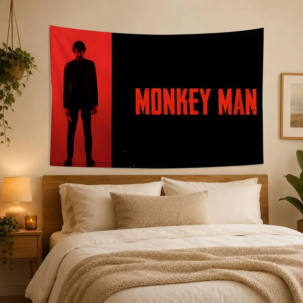 M-Monkey Man Moive Tapestry House Bedroom Living Bar Garden Microfiber Decoration Background