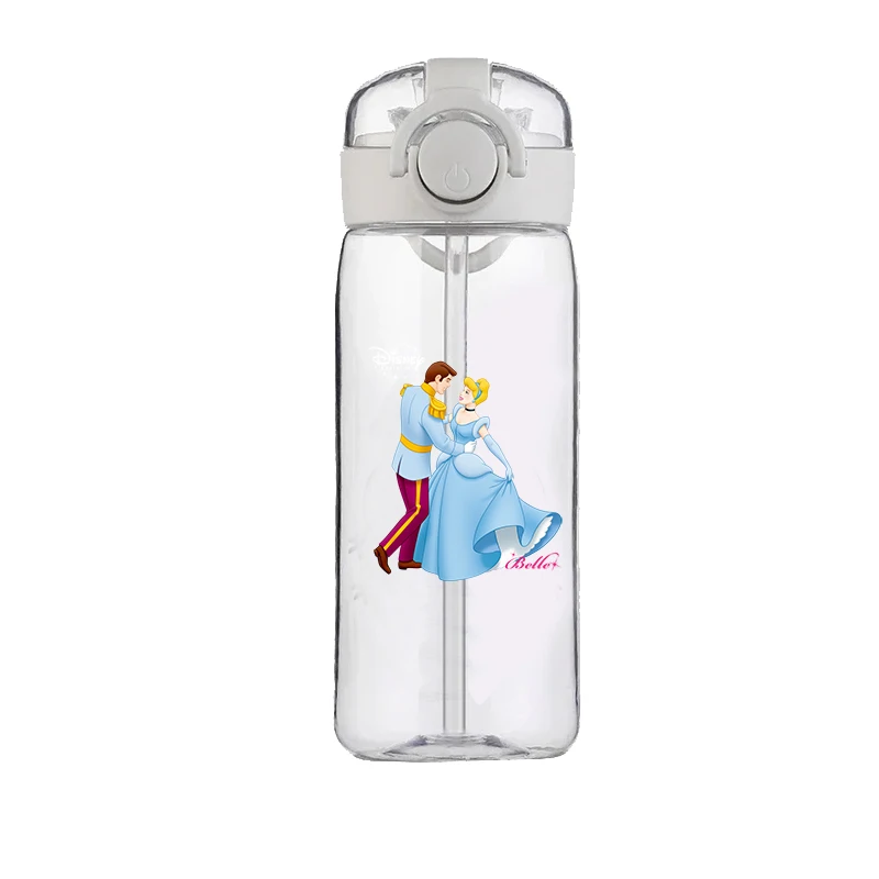 Disney Cute Soft Straw Water Cup 400ML Snow White Convenient Silicone Straw Drinking Bottle Outdoor Leak Proof School Water Cup