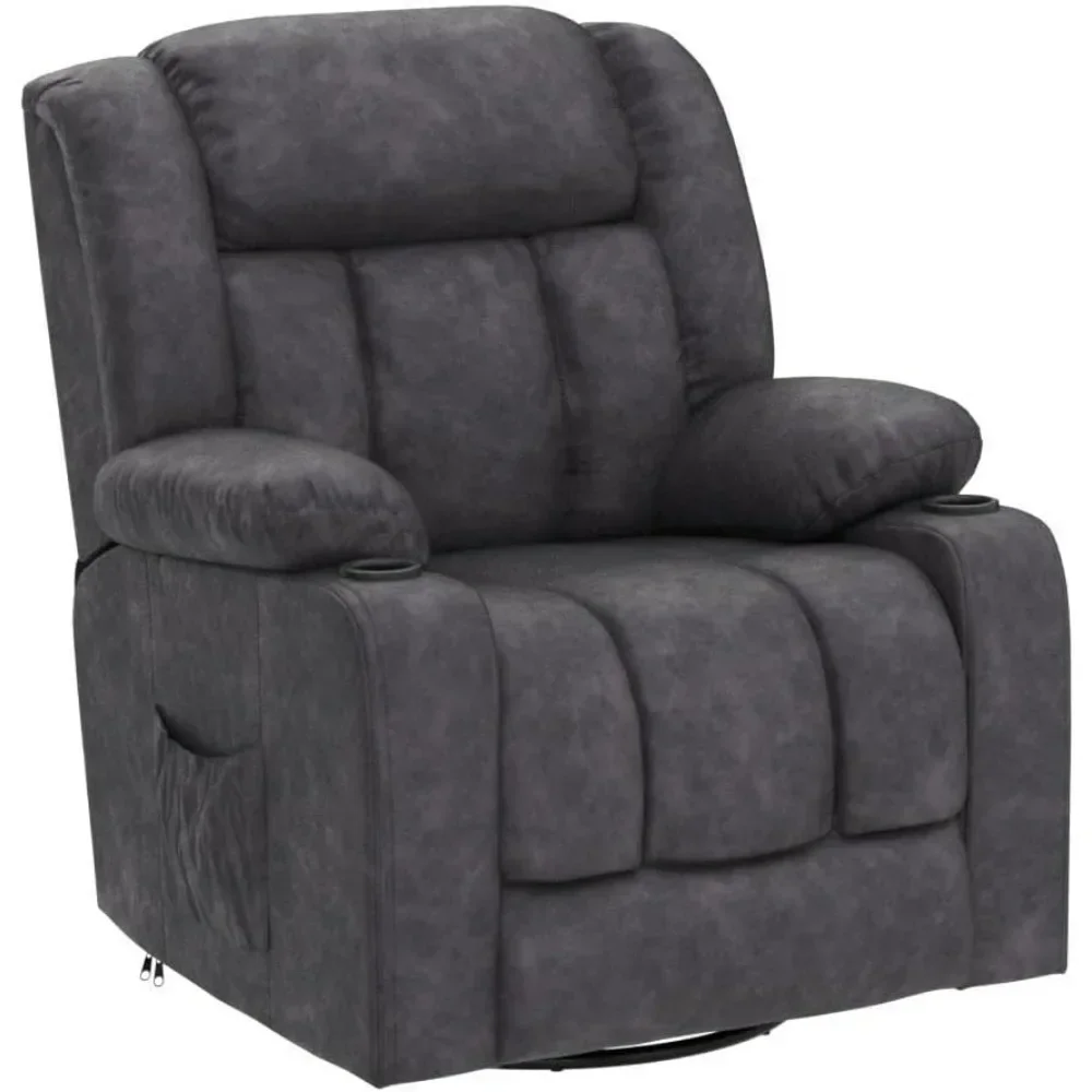 Recliner Chair Massage Rocker with Heated 360 Degree Swivel Lazy Boy Recliner Single Sofa Seat with Cup Holders for Living Room