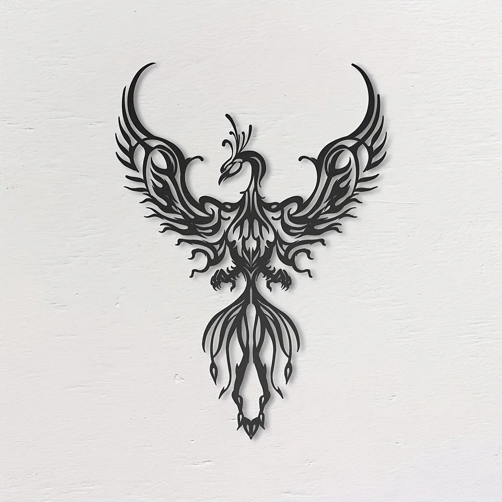Decoración colgante de pared con diseño de Fénix de Metal, decoración artística para el hogar, oficina, sala de estar, dormitorio y baño