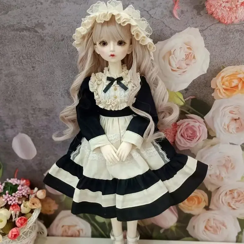 New 1/3 1/4 1/6 Doll's Clothes for 60/45/30cm Bjd Doll Play House Vintage Girl Toys Dress Up Fashion Doll Accessories, No Doll