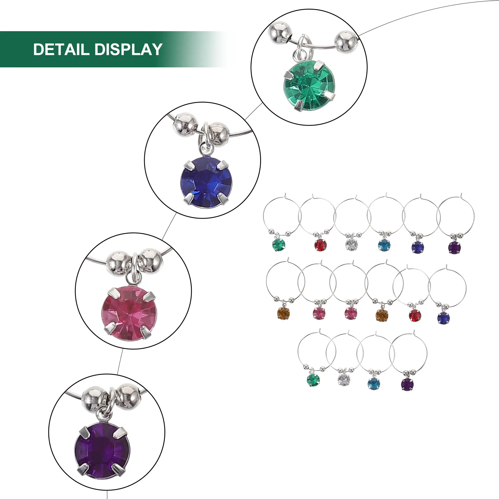 

16Pcs Premium Colorful Rhinestone Wine Glass Rings Fashionable And Long Lasting For Special Events And Gatherings