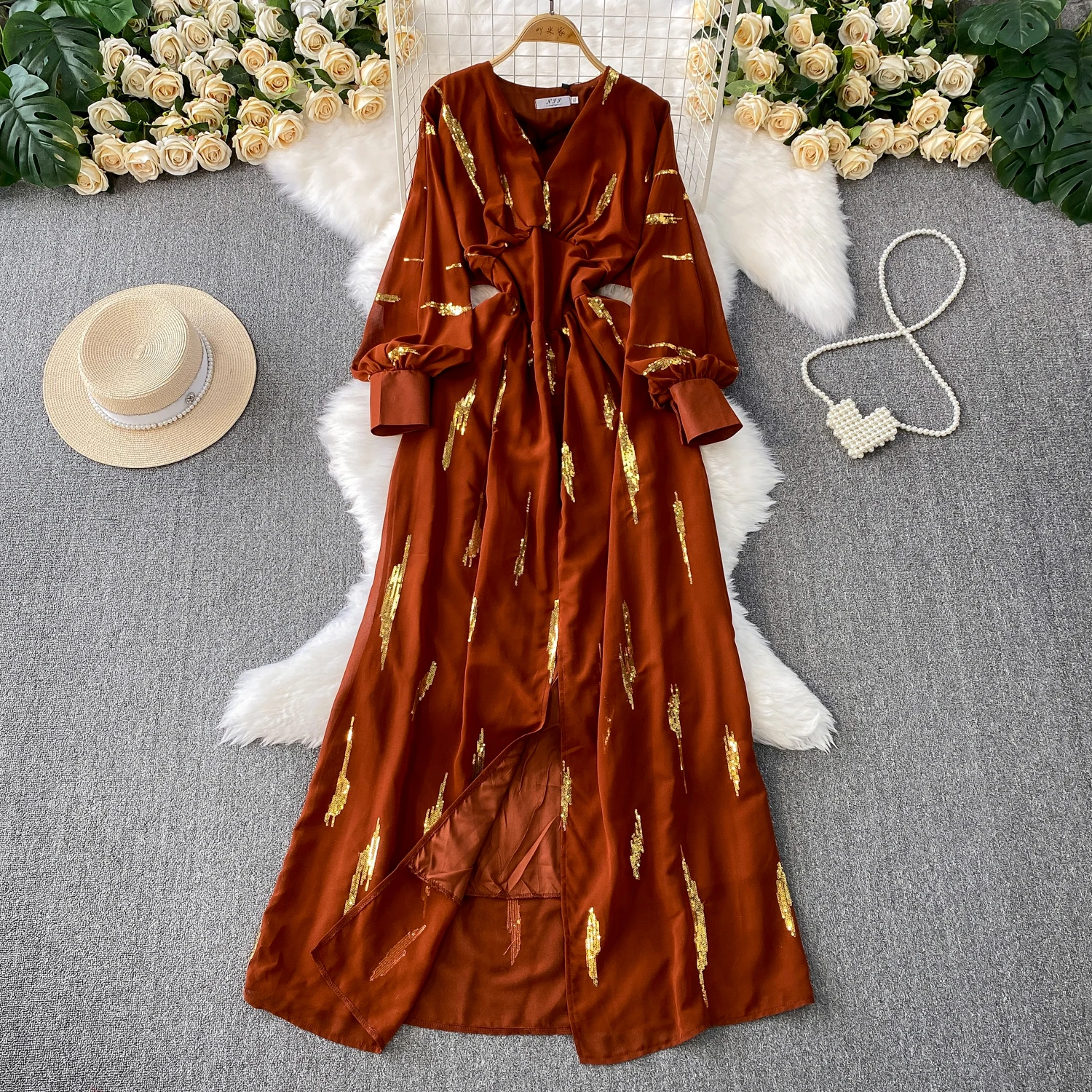 

Sexy Elegant chic sequin mesh print Dress Casual Beach Party Vintage Women Summer Fashion Clothing