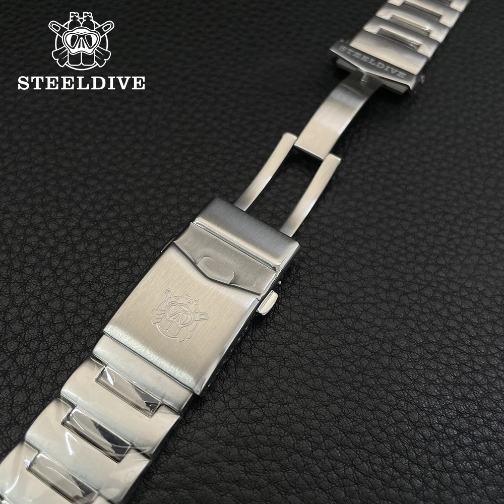 STEELDIVE Official SD1984 Special Strap Watch Chain 20*20MM Width Stainless Steel Strap With Solid Clasp