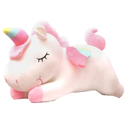 Figura de acción de unicornio de muchos tamaños, juguete de peluche, muñeca de oso Huggable, almohada larga para dormir, Linda cama Gir