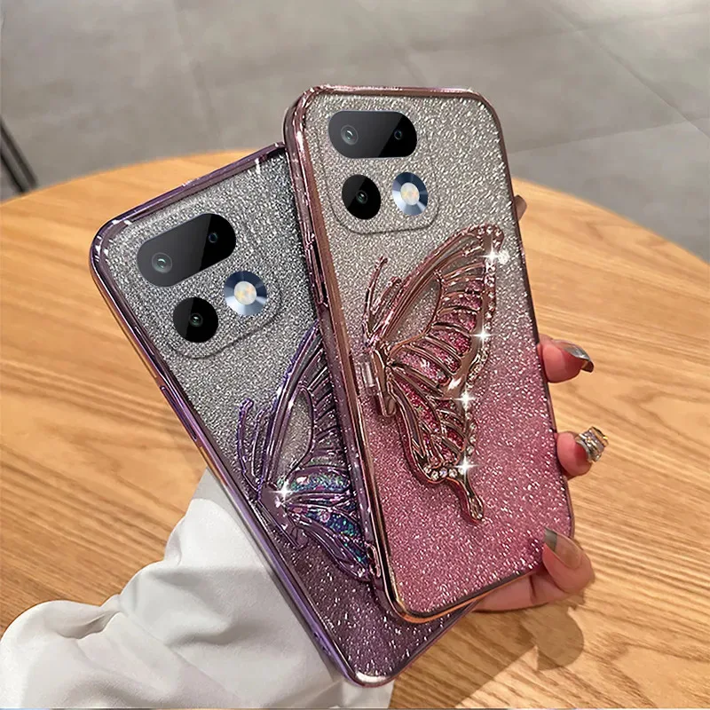 

Case for Realme 16 Pro Plus Luxury Glitter Butterfly Holder Case For Realme 16 Pro Plus Soft Back Cover