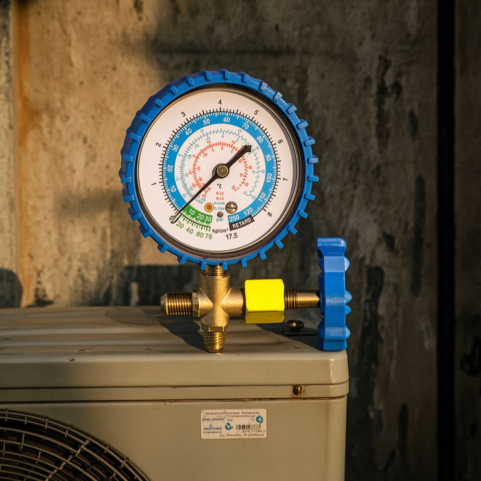 Refrigerant Pressure Gauge Valve R22 Single Gauge Valve with Brass Body Easy-to-Read Compact for HVAC Technicians