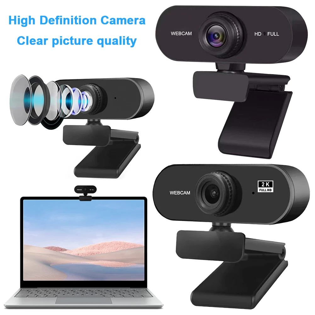 USB HD 1080P/2K Web Camera Autofocus PC Webcam with Microphone Computer Web Camera for PC/Laptop Conferencing and Video Calling