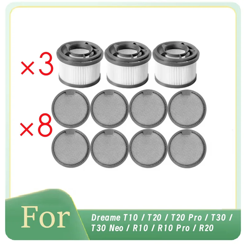 สําหรับ Dreame T10 / T20 / T20 Pro / T30 / T30 Neo / R10 / R10 Pro / R20 สูญญากาศด้านหน้ากรองและด้านหลังกรองผ้าฝ้าย Kit-A77G