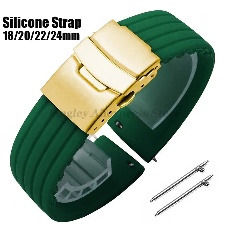 18mm 20mm 22mm 24mm Quick Release Silicone Watchband for Huawei Watch Gt2/3/4 46mm for Fossil for Seiko Strap Rubber Sport Bands