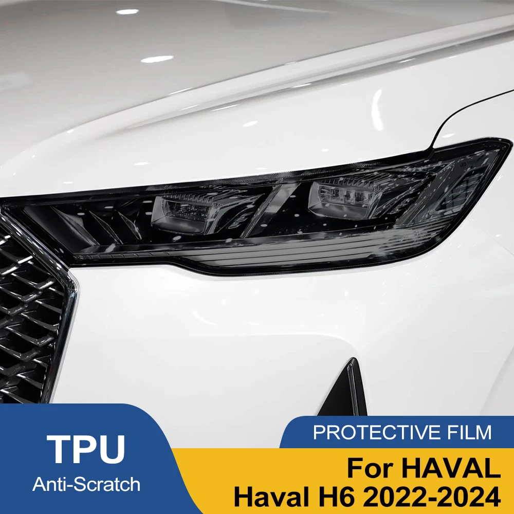 

Smoke Black High-Gloss Pre-Cut Headlight Protection Film For Haval H6 2022-2024 TPU PPF Anti-Scratch Car Vinyl Wrapping Film Kit