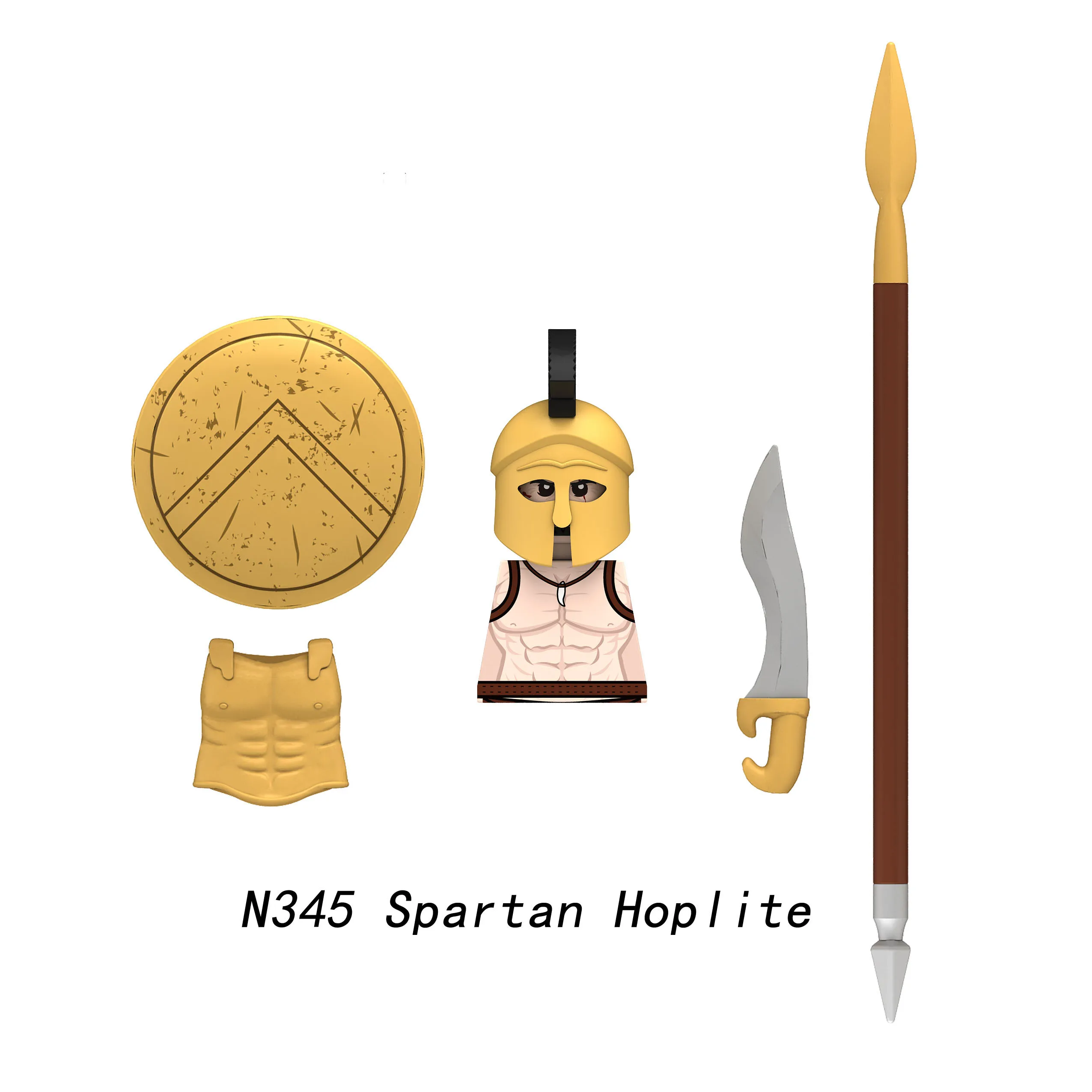 MOC Römische Soldatenfiguren Bausteine Spartaner Hopliten Athener Armee Speer Bogen Waffen Schilder Schwert Rüstung Weste Bausteine Spielzeug