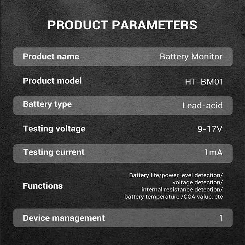Wireless 12/24/32V Battery Monitor Battery Tester 12V SOC Battery Health Analyzer Battery Tools with blutooth for Android IOS