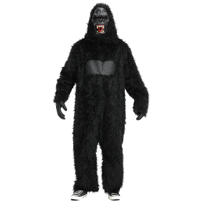 2024 New Arrival Men Furry Chimpanzee Mascot Black Gorilla Halloween Costume For Adult