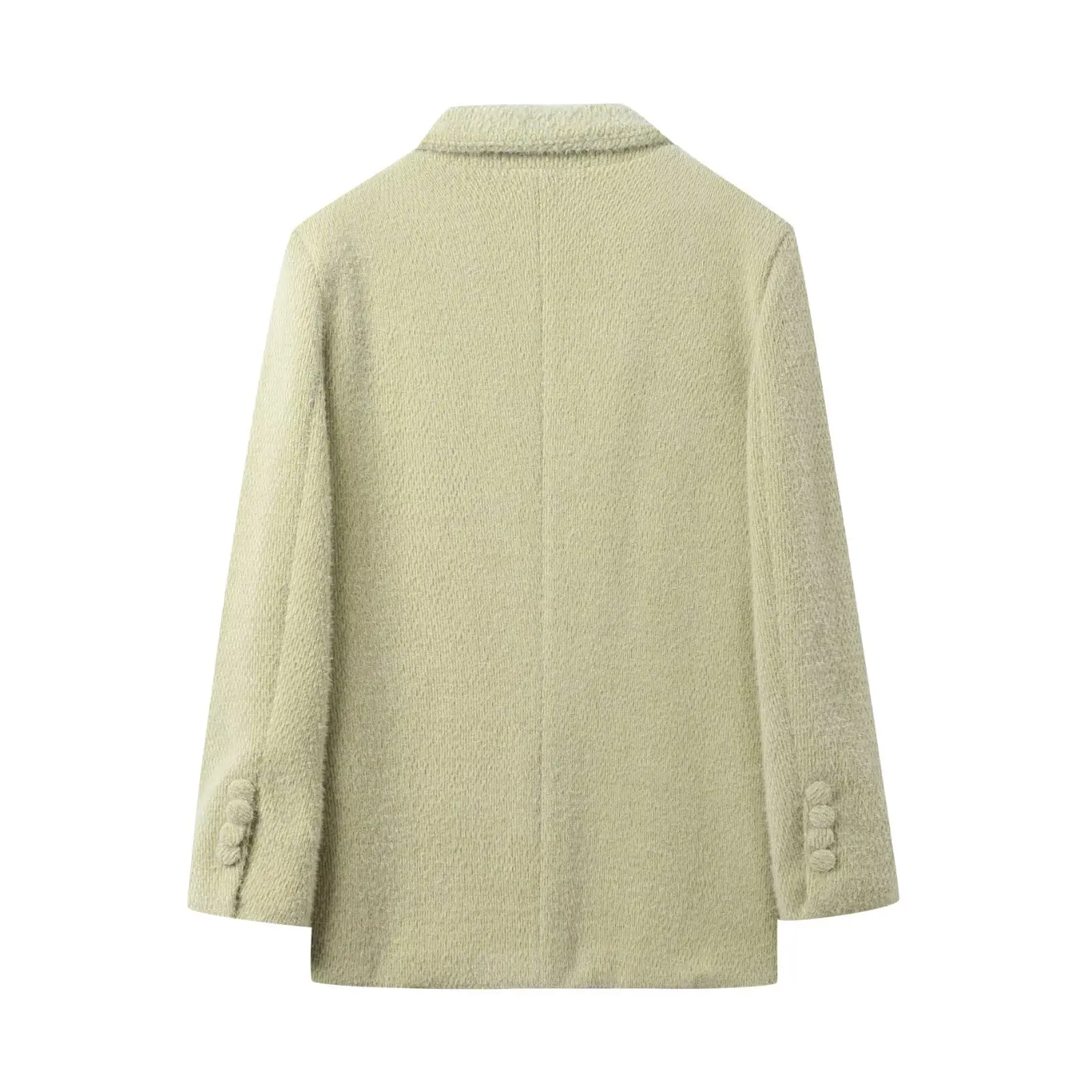 Nieuwe 2025 Chill Groen Breien Shaggy Lange Mouw Blazer Vriendje Vintage Vrouwen Notched Kraag Losse Pak Mode Oversize Jas