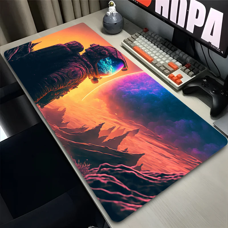 Mouse Pad Laptop Anime Extended Desktop Mat Computer Gamer HD Mousepad PC Gaming Outer Space Astronauts Accessories Keyboard Pad