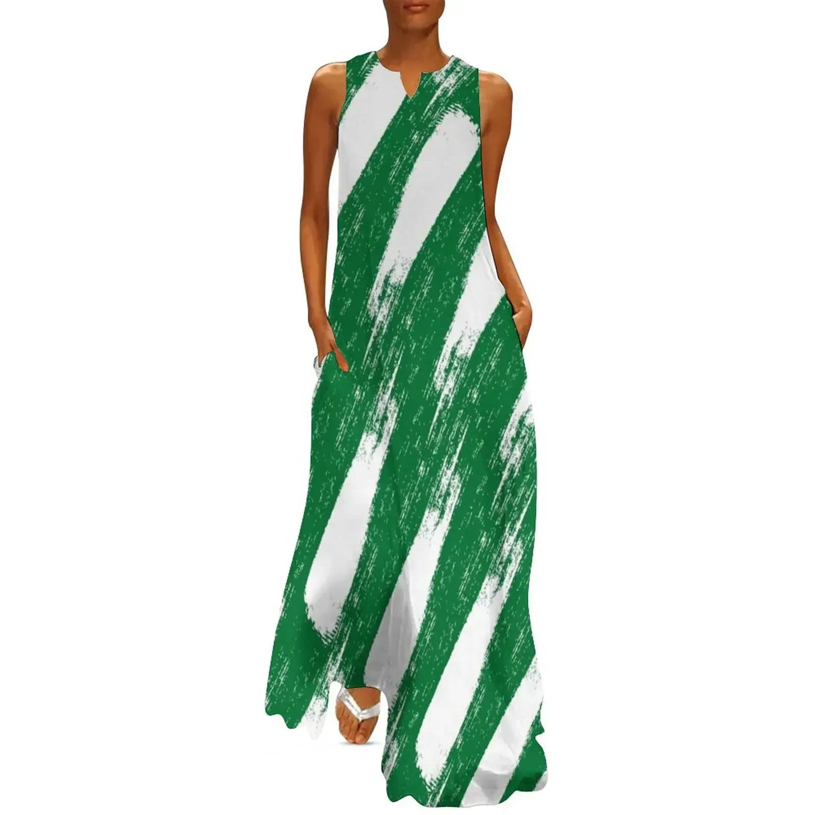 

Green & White Long Dress evening dress ladies women's summer dresses 2025 Women long dress Aesthetic clothing
