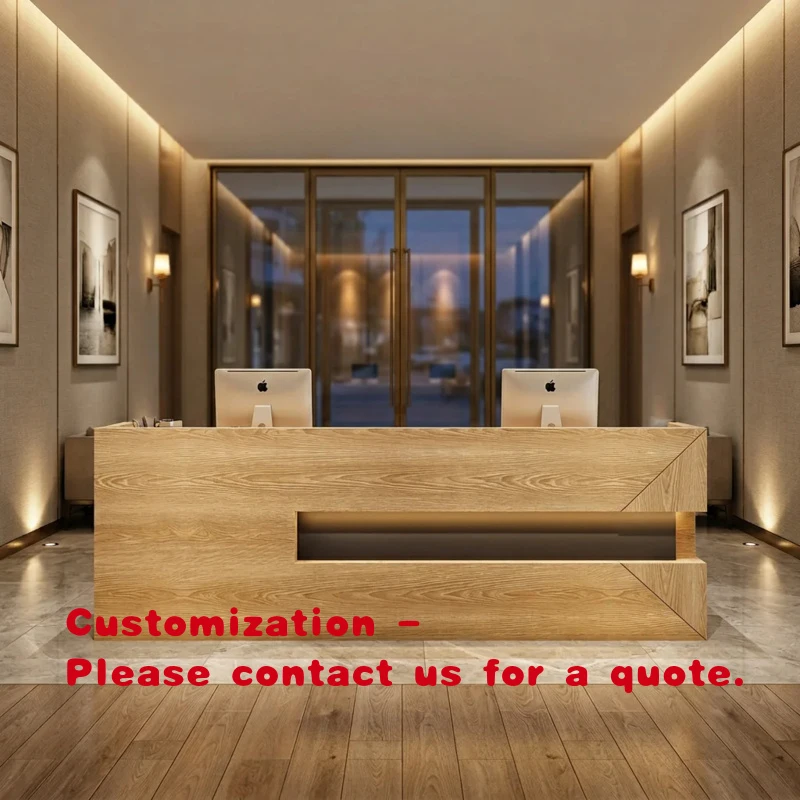 custom.Luxury Solid Wood Modern Reception Desk Hotels Beauty Salons Yoga Studios & Commercial Spaces