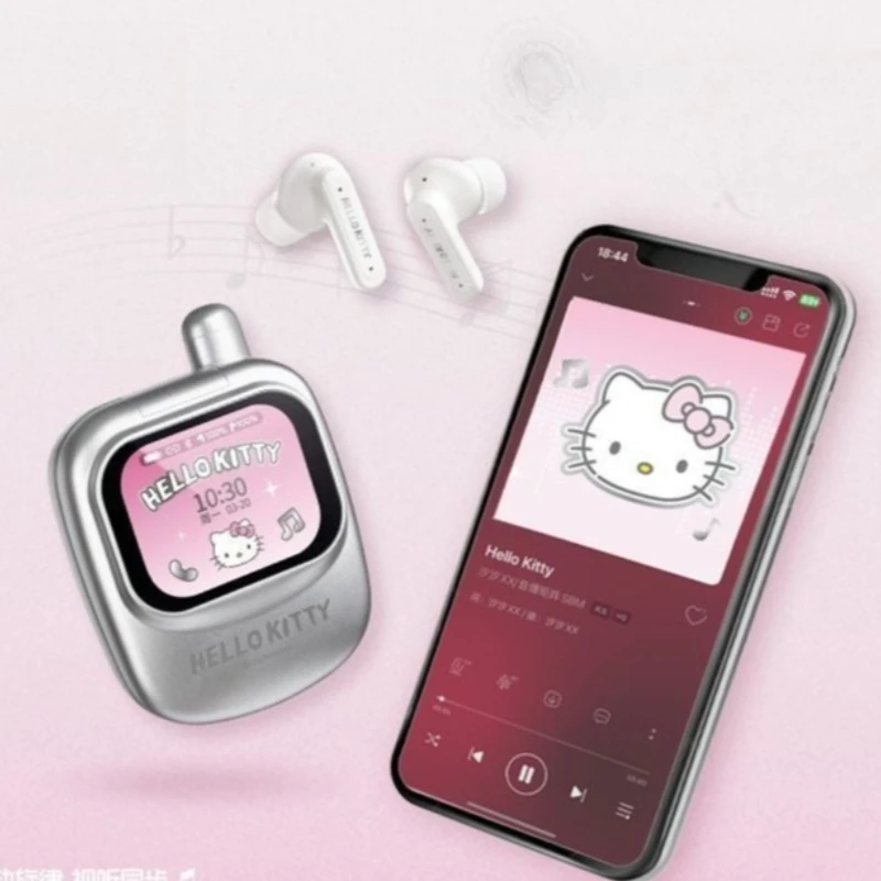 Kawaii Sanrio HelloKitty Cute Cartoon Smart Display Wireless Buds Creative Birthday Gift Set Anime Portable Holiday Toys view 3