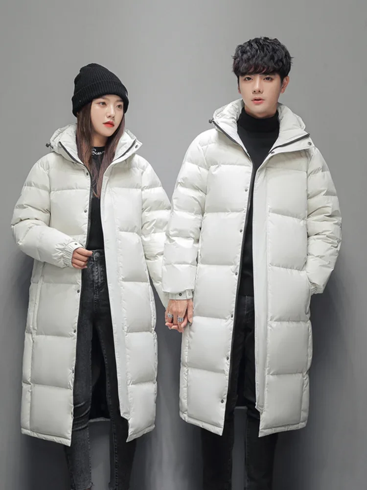 2025 New Mens Long Down Jacket -High-quality White Duck Down Hooded Jacket -30° Couple Thicked Warm Parkas 5XL Men Winter Coats