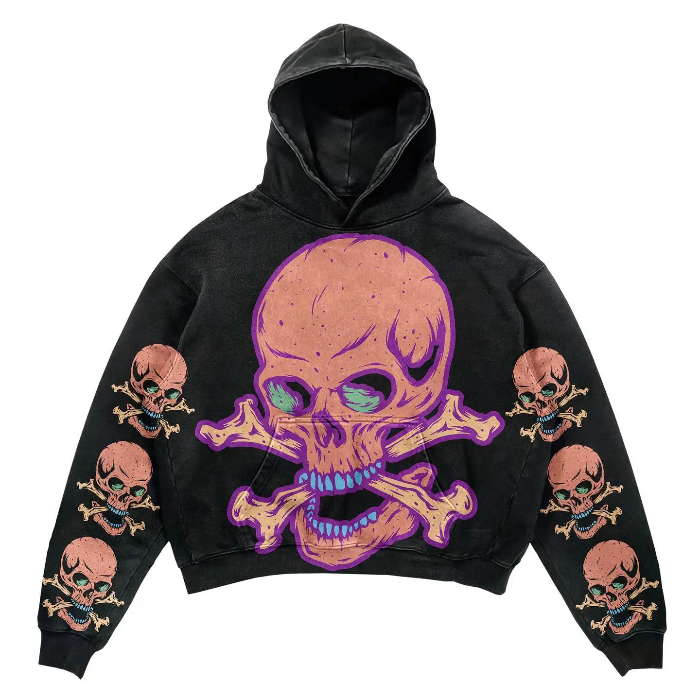 

Graphical skull hoodies women grunge oversized sweatshirt hoodie new goth y2k tops high street streetwear gothic men clothes