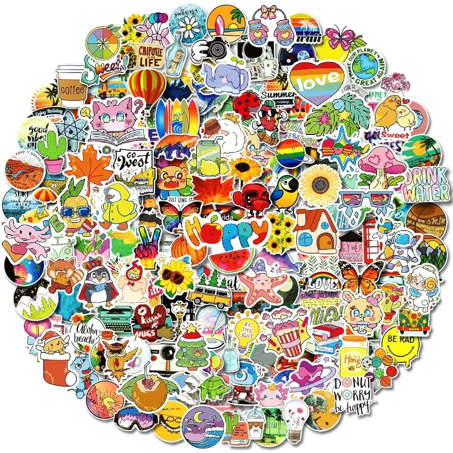 Paquete de 300 pegatinas de vinilo impermeables VSCO coloridas con diversos tamaños, paquete de 50850 Uds para adolescentes y niñas, Ideal para ordenador portátil Water Bo