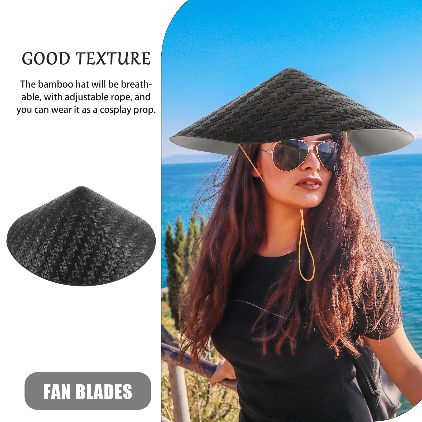 

Party Prop Bucket Hat Women Men Cosplay Chinese Costume Stage Breathable Adjustable Plastic Lightweight Portable Anti Rain One