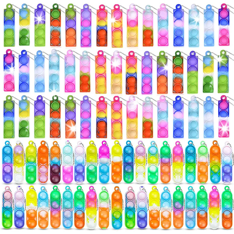 30PCS Mini Pop Keychain Bubbles Party Favors Fidget Toys Stress Relief Sensory Toys for Autistic Children Classroom Prizes Gifts