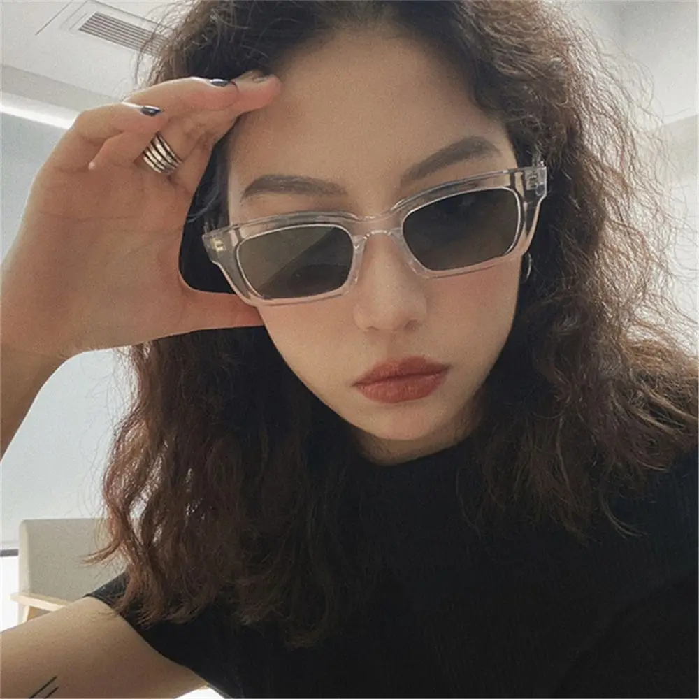 Women Rectangle Sunglasses Retro Driving Glasses 90s Vintage Fashion Narrow Square Frame UV400 Protection Eyeglasses