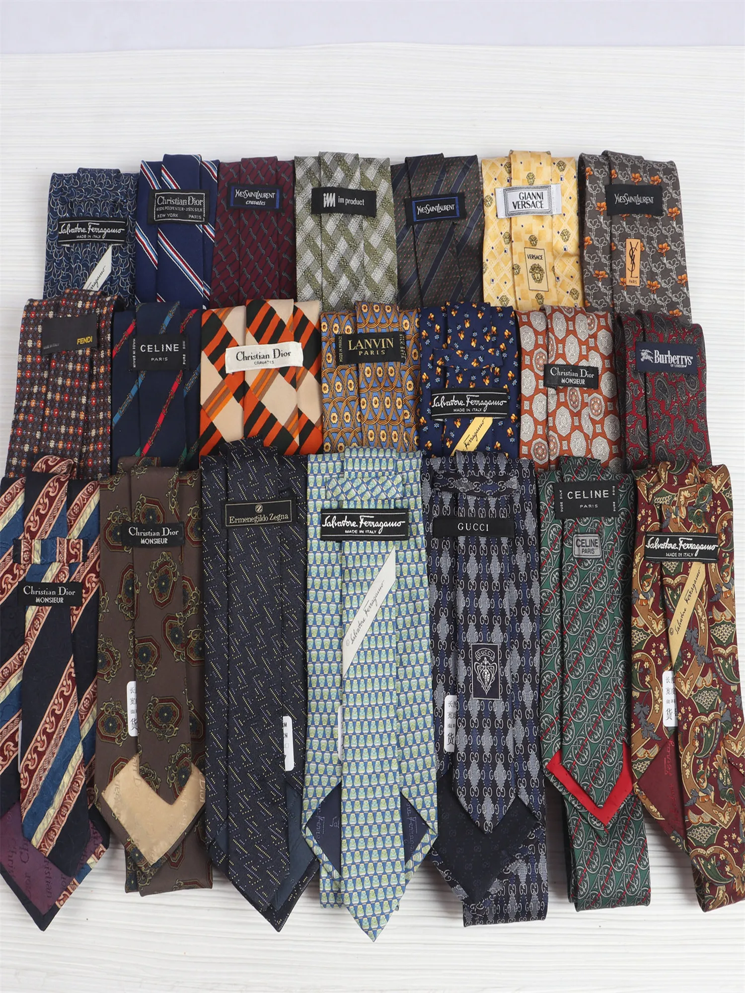 ヴィンテージシルク子供用楽しい油絵プリントレトロネクタイチェアードストライプバロックスレビジネスアローヘッドネティ