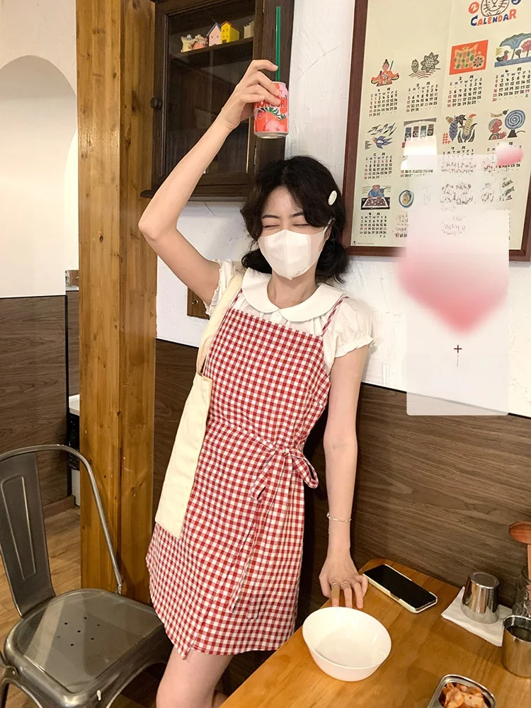 

Женская юбка PtonUmi в красную клетку с завышенной талией, хлопковая, летняя, повседневная, А-силуэт, для девочек