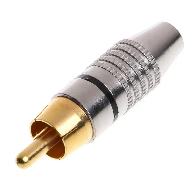 10pcs RCA Male Plug Audio Video Cable Speaker Connector Lockable Adjustable Gold Plate Audio Plug Rca Male Plug 45mm