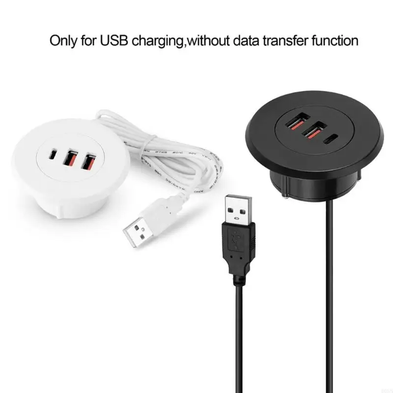 

D08B Convenient USB Type C Port Hub Grommets with 3 Port Cable Manager for Efficient Desktop Connectivitys